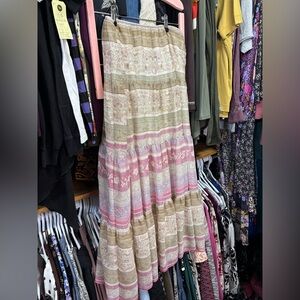 #14 Christian & Banks Tiered bohemian Maxi Skirt 15-18” waist